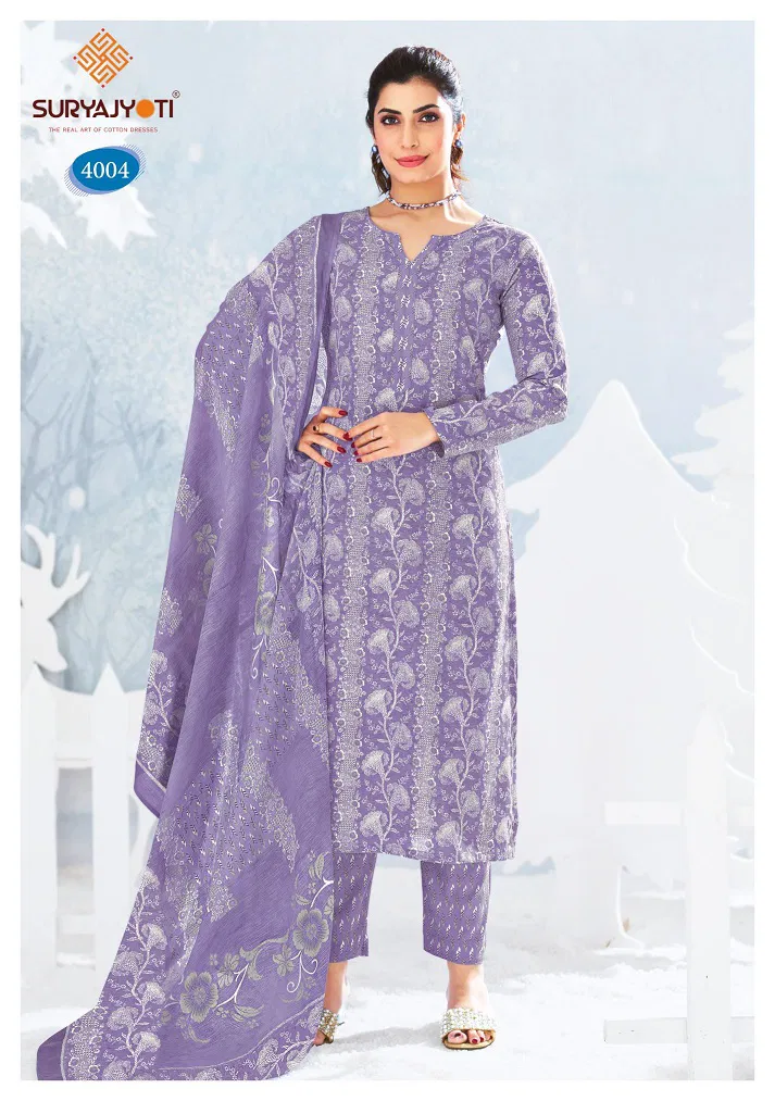 Ice Look Vol 4  by Suryajyoti Cotton Printed Dress Material 